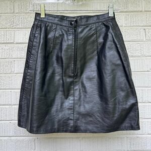G-III Vintage 90's Black Leather Mini Skirt